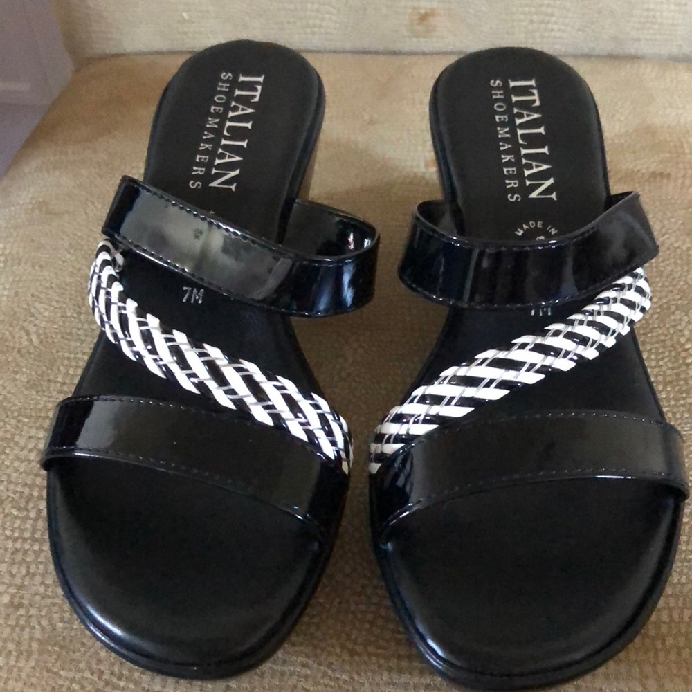 Italian Shoemaker black wedge platform sandals